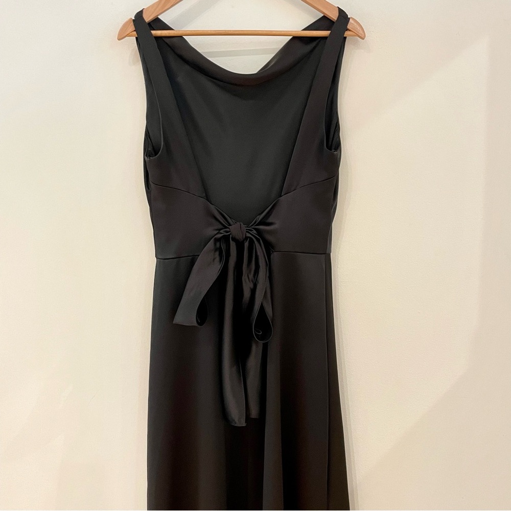 Amsale Mira Bow Back Dress | Fluid Satin | Black